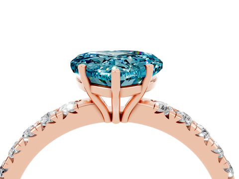 Rose gold Heart Cut Blue Topaz Pavé Solitaire Engagement Ring with Four-Prong Setting_16