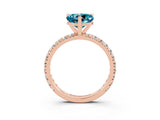 Rose gold Heart Cut Blue Topaz Pavé Solitaire Ring with Round Band and Prong Setting_27