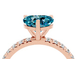 Rose gold Heart Cut Blue Topaz Pavé Solitaire Ring with Round Band and Prong Setting_28