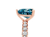 Rose gold Heart Cut Blue Topaz Pavé Solitaire Ring with Round Band and Prong Setting_29