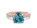 Rose gold Heart Cut Blue Topaz Pave Band Solitaire Ring with Four-Prong Setting_24