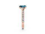 Rose gold Heart Cut Blue Topaz Pave Band Solitaire Ring with Four-Prong Setting_26