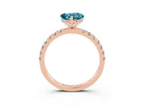 Rose gold Heart Cut Blue Topaz Pave Band Solitaire Ring with Four-Prong Setting_27