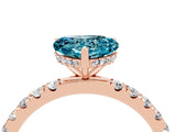 Rose gold Heart Cut Blue Topaz Pave Band Solitaire Ring with Four-Prong Setting_28