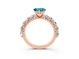 Rose gold Heart Cut Blue Topaz Prong Setting with Side Stones on a Pave Band_3