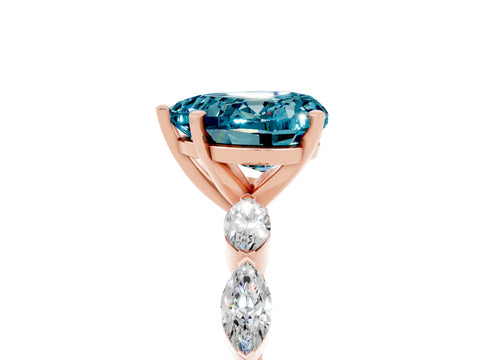 Rose gold Heart Cut Blue Topaz Ring with Marquise Side Stones and Prong Setting_5