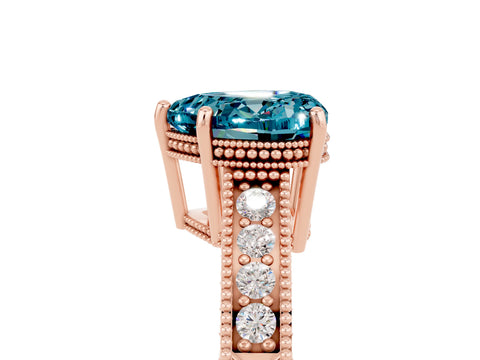 Rose gold Heart Cut Blue Topaz Ring with Milgrain Pavé Band and Four-Prong Setting_17