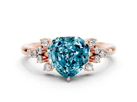 Rose gold Heart Cut Blue Topaz Ring with Side Stones and Four-Prong Setting_36