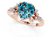 Rose gold Heart Cut Blue Topaz Ring with Side Stones and Four-Prong Setting_37