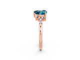 Rose gold Heart Cut Blue Topaz Ring with Side Stones and Four-Prong Setting_38