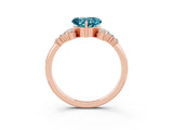 Rose gold Heart Cut Blue Topaz Ring with Side Stones and Four-Prong Setting_39