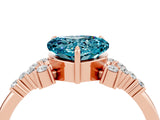 Rose gold Heart Cut Blue Topaz Ring with Side Stones and Four-Prong Setting_40