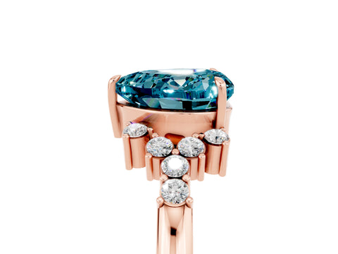 Rose gold Heart Cut Blue Topaz Ring with Side Stones and Four-Prong Setting_41