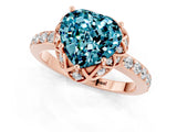 Rose gold Heart Cut Blue Topaz Scalloped Halo Engagement Ring with Round Shared Prong Band_25