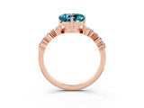 Rose gold Heart Cut Blue Topaz Scattered Round Accent Ring with Prong Setting_33