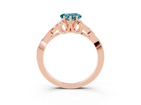 Rose gold Heart Cut Blue Topaz Solitaire Celtic Knot Ring with Four-Prong Setting_15