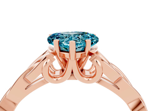 Rose gold Heart Cut Blue Topaz Solitaire Celtic Knot Ring with Four-Prong Setting_16