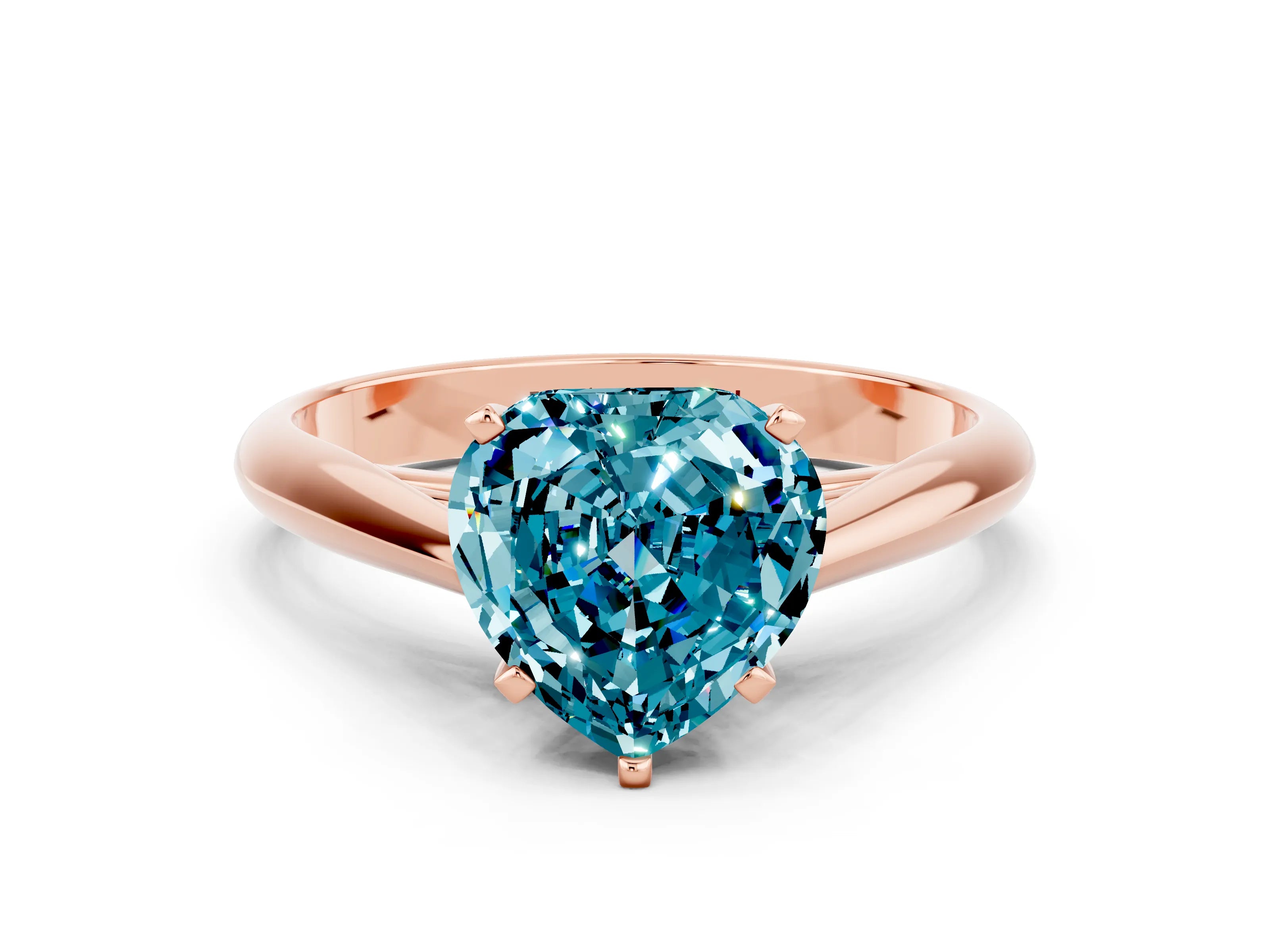 Rose gold Heart Cut Blue Topaz Solitaire Engagement Ring with Cathedral Setting and Four-Prong Mount_12