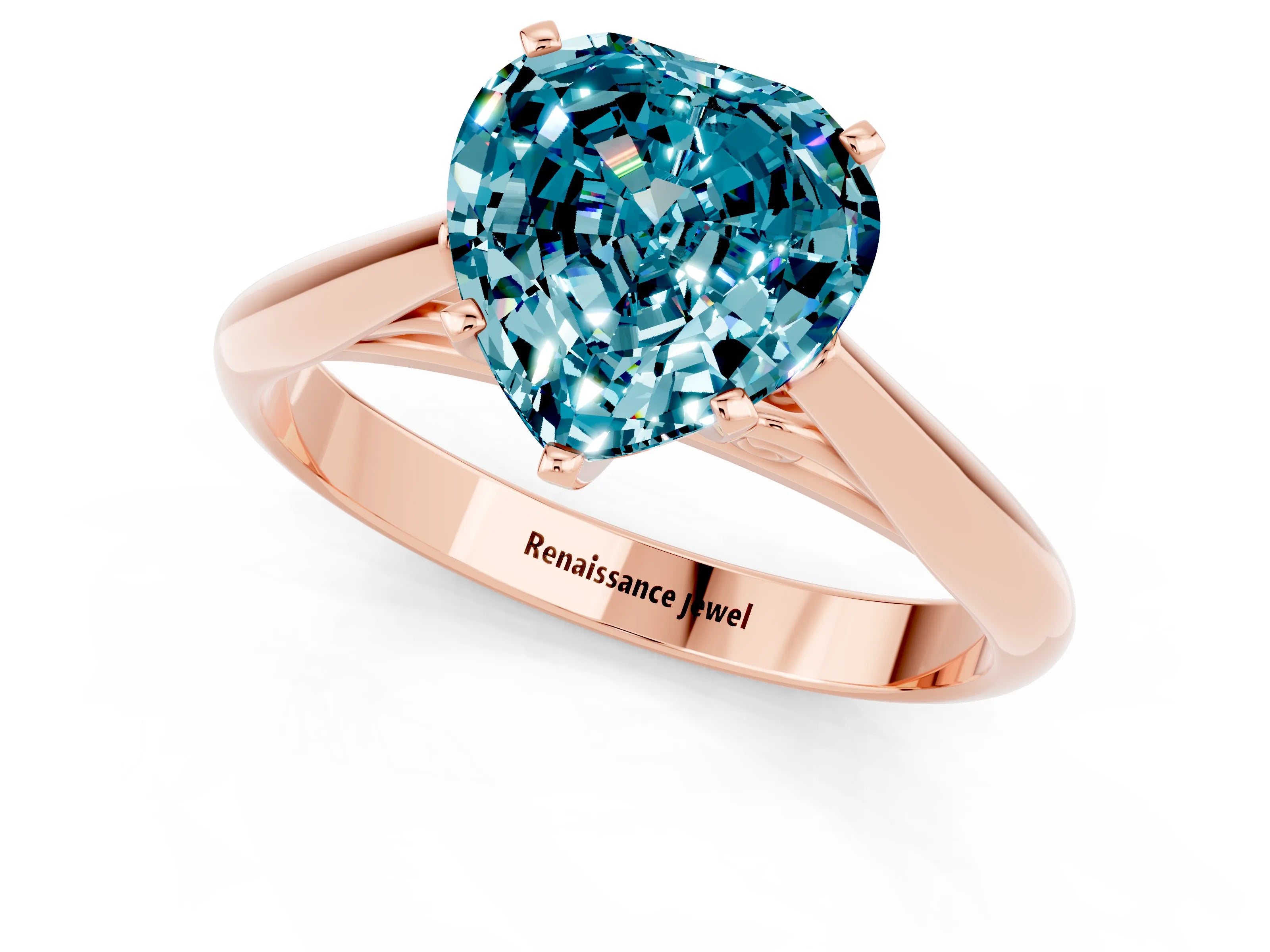 Rose gold Heart Cut Blue Topaz Solitaire Engagement Ring with Cathedral Setting and Four-Prong Mount_13