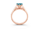 Rose gold Heart Cut Blue Topaz Solitaire Engagement Ring with Cathedral Setting and Four-Prong Mount_27