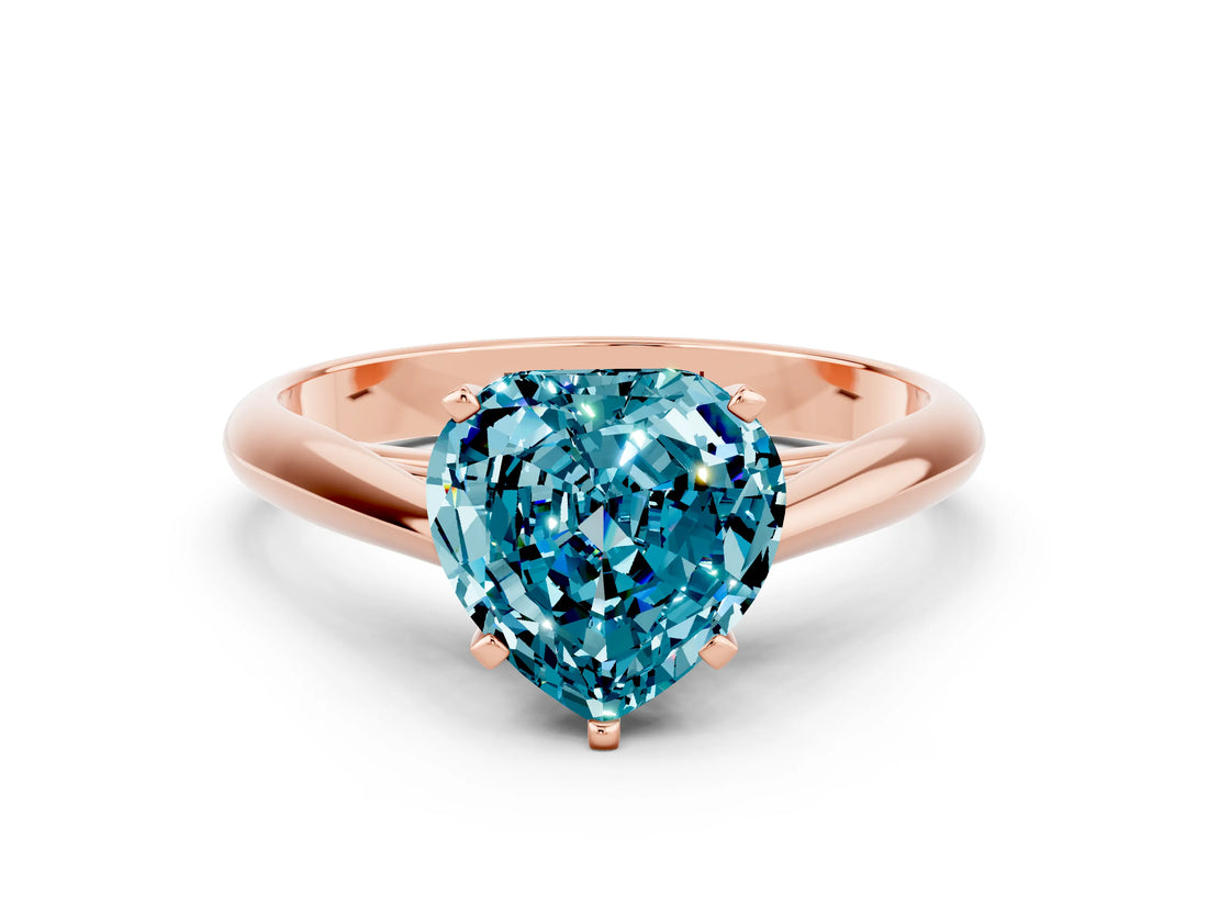 Rose gold Heart Cut Blue Topaz Solitaire Engagement Ring with Cathedral Setting and Four-Prong Mount_30