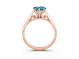 Rose gold Heart Cut Blue Topaz Solitaire Engagement Ring with Cathedral Setting and Four-Prong Mount_33