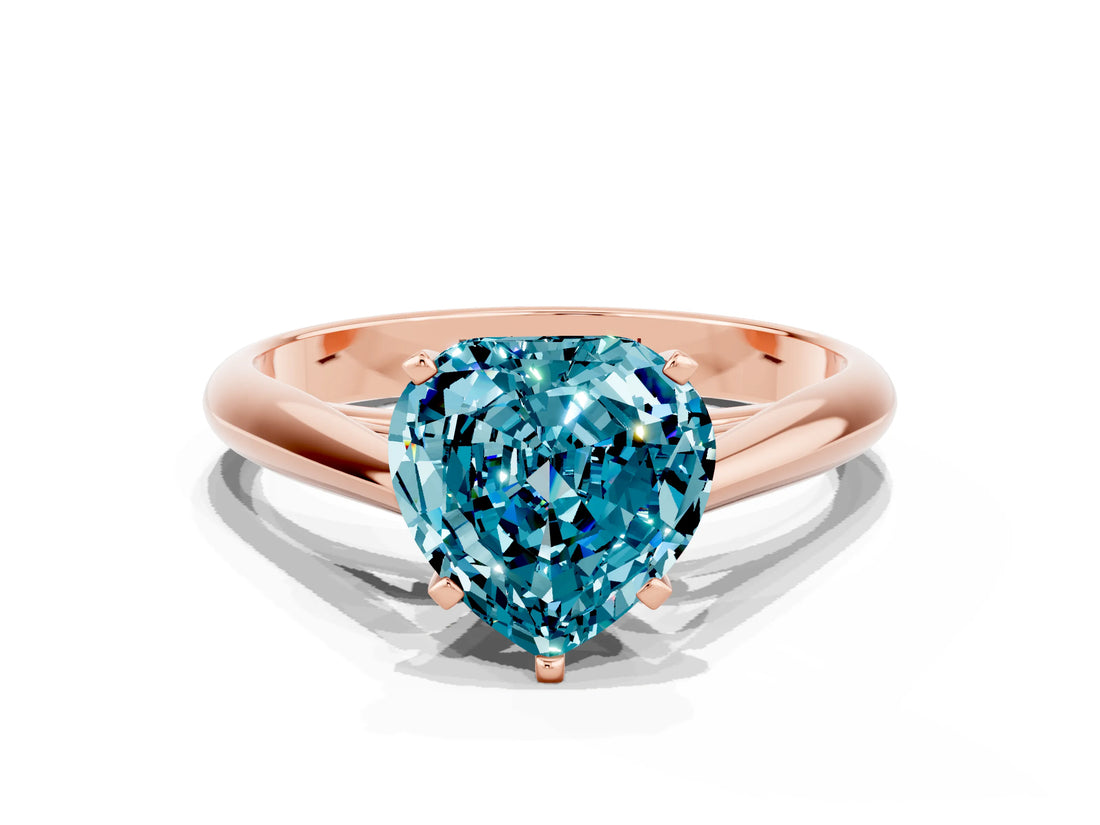 Rose gold Heart Cut Blue Topaz Solitaire Engagement Ring with Cathedral Setting and Four-Prong Mount_66