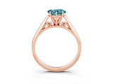 Rose gold Heart Cut Blue Topaz Solitaire Engagement Ring with Cathedral Setting and Four-Prong Mount_69