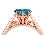 Rose gold Heart Cut Blue Topaz Solitaire Engagement Ring with Cathedral Setting and Four-Prong Mount_70