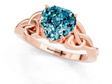 Rose gold Heart Cut Blue Topaz Solitaire Engagement Ring with Celtic Knot Band and Four-Prong Setting_1