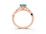 Rose gold Heart Cut Blue Topaz Solitaire Engagement Ring with Celtic Knot Band and Four-Prong Setting_3
