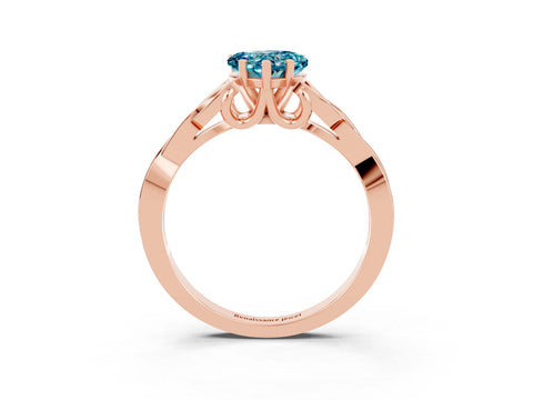 Rose gold Heart Cut Blue Topaz Solitaire Engagement Ring with Celtic Knot Band and Four-Prong Setting_3