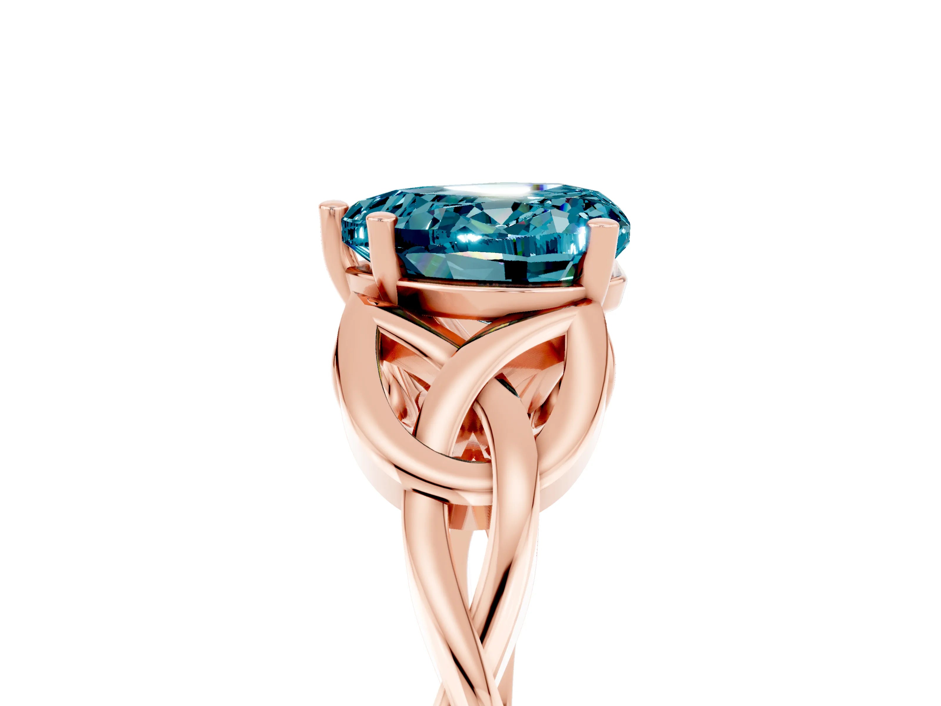 Rose gold Heart Cut Blue Topaz Solitaire Engagement Ring with Celtic Knot Band and Four-Prong Setting_5