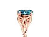 Rose gold Heart Cut Blue Topaz Solitaire Engagement Ring with Celtic Knot Band and Four-Prong Setting_5