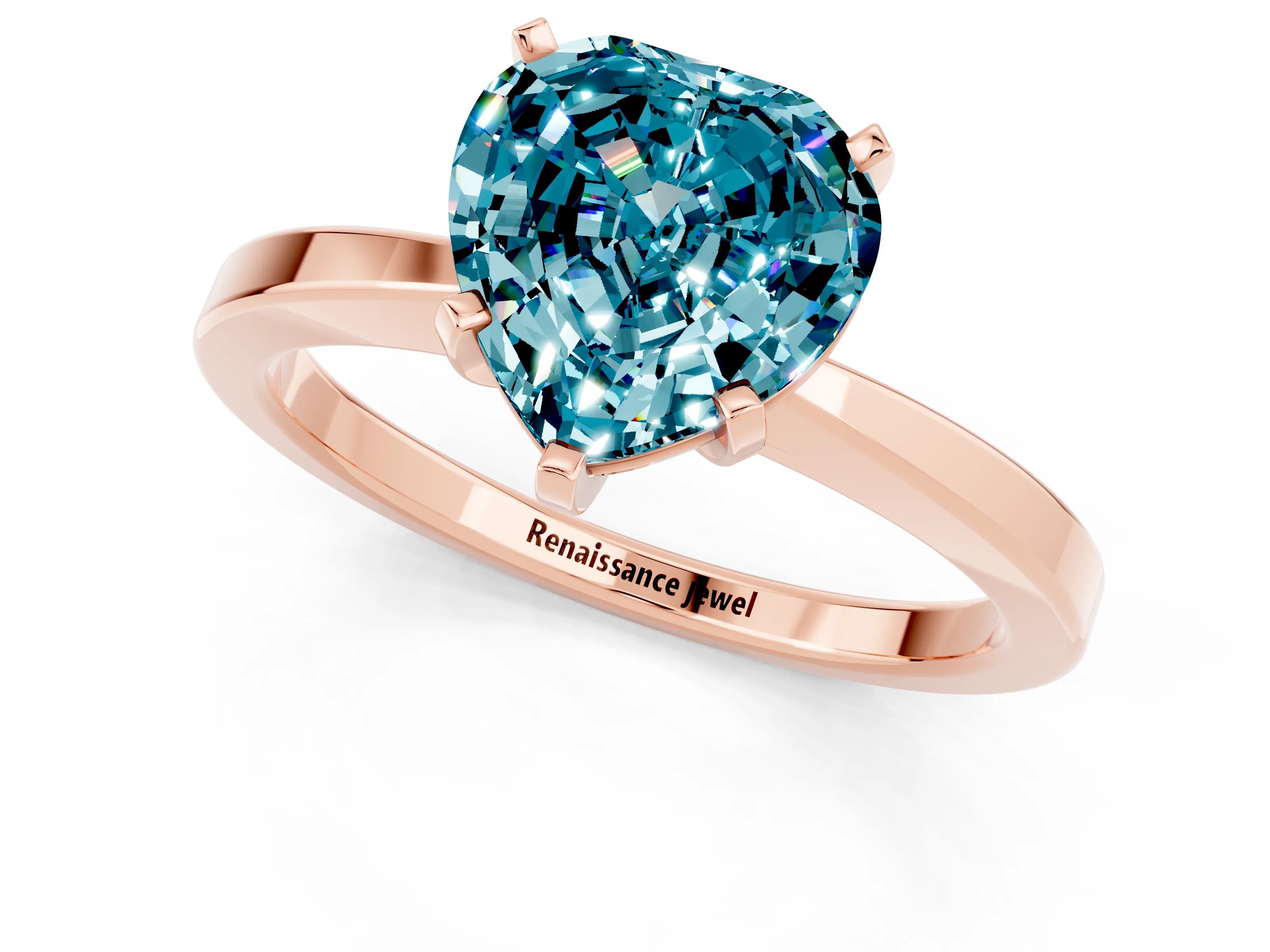 Rose gold Heart Cut Blue Topaz Solitaire Engagement Ring with Classic Band and Four-Prong Setting_25