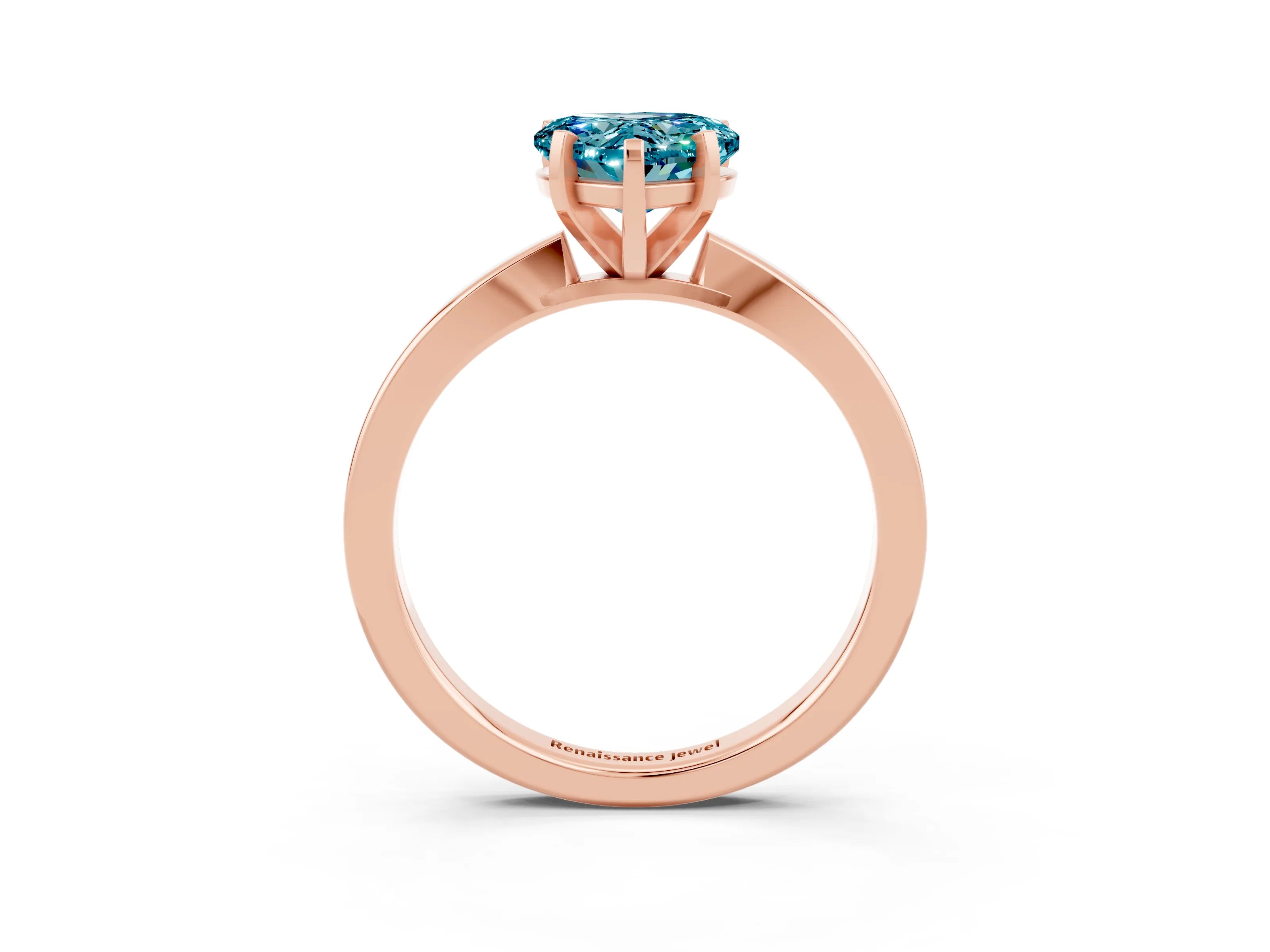 Rose gold Heart Cut Blue Topaz Solitaire Engagement Ring with Classic Band and Four-Prong Setting_27