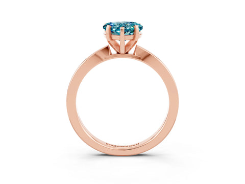 Rose gold Heart Cut Blue Topaz Solitaire Engagement Ring with Classic Band and Four-Prong Setting_27