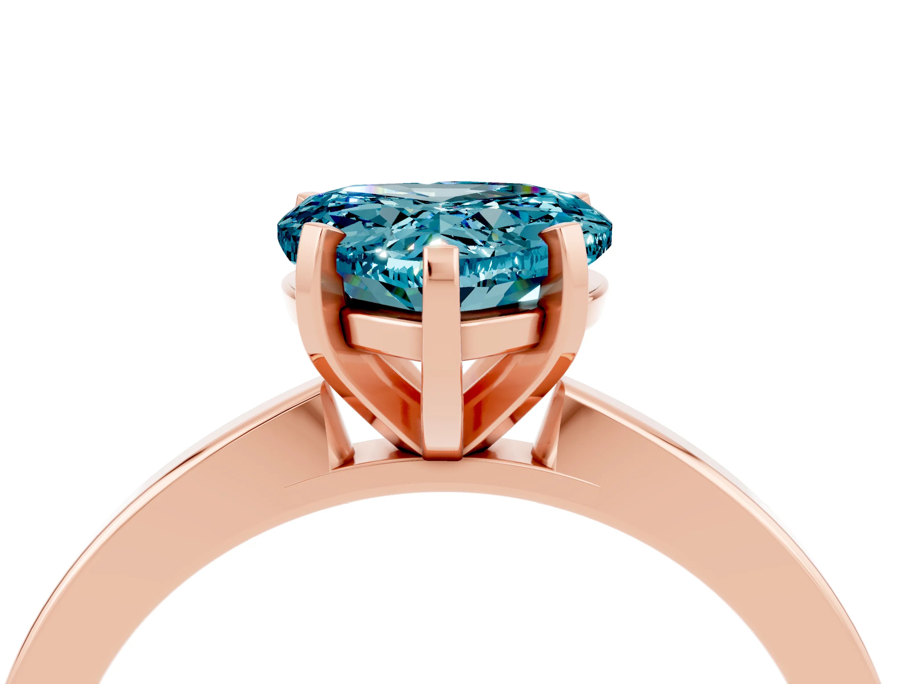 Rose gold Heart Cut Blue Topaz Solitaire Engagement Ring with Classic Band and Four-Prong Setting_28