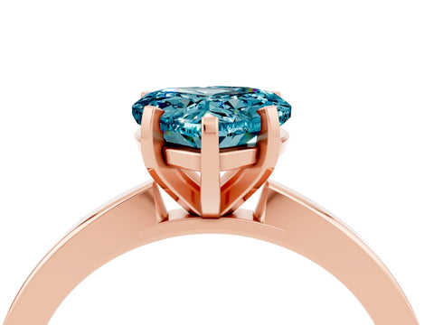 Rose gold Heart Cut Blue Topaz Solitaire Engagement Ring with Classic Band and Four-Prong Setting_28