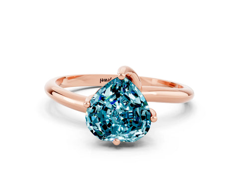 Rose gold Heart Cut Blue Topaz Solitaire Engagement Ring with Four-Prong Setting and Classic Band_12