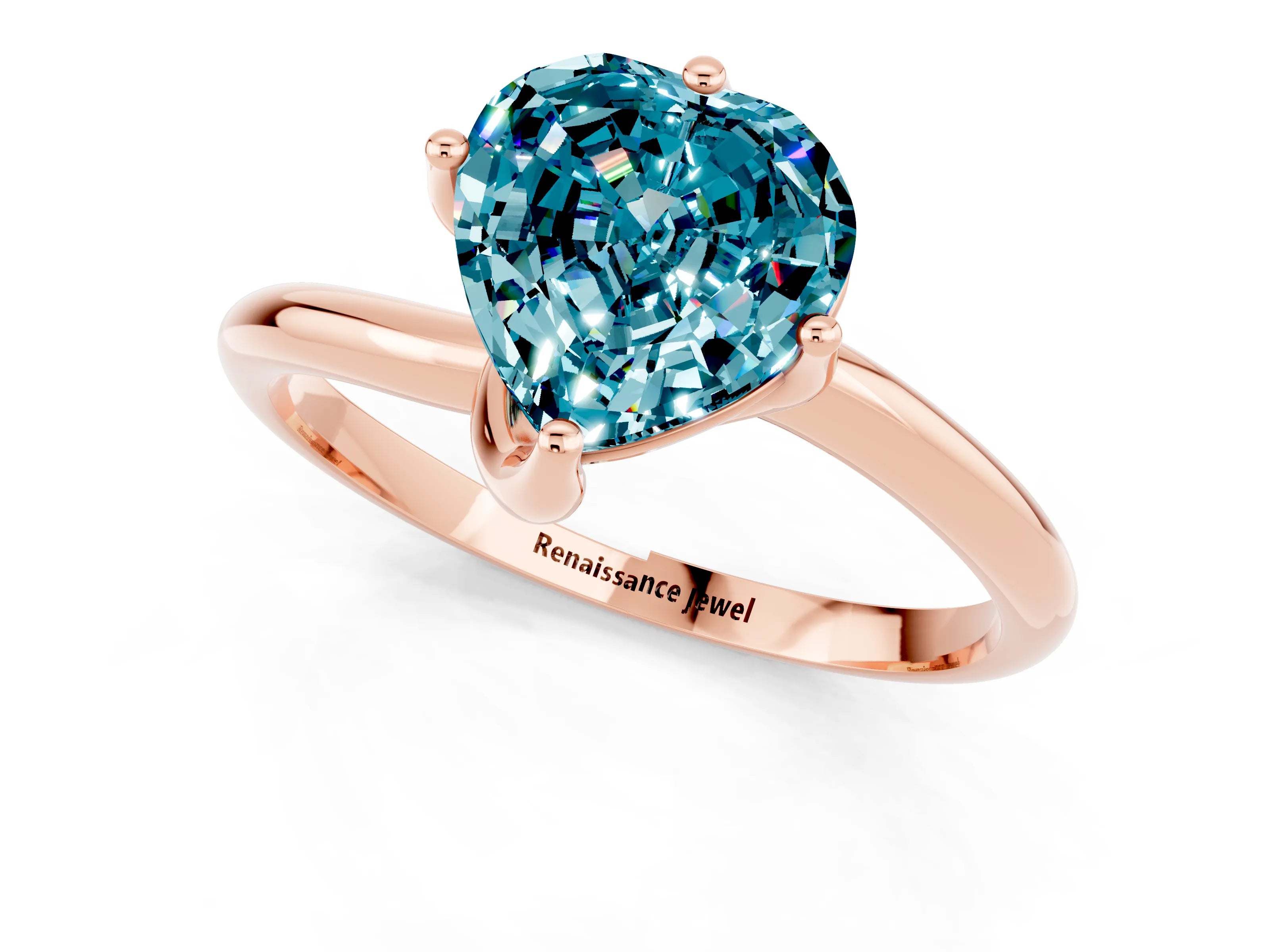 Rose gold Heart Cut Blue Topaz Solitaire Engagement Ring with Four-Prong Setting and Classic Band_13