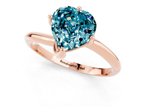Rose gold Heart Cut Blue Topaz Solitaire Engagement Ring with Four-Prong Setting and Classic Band_13