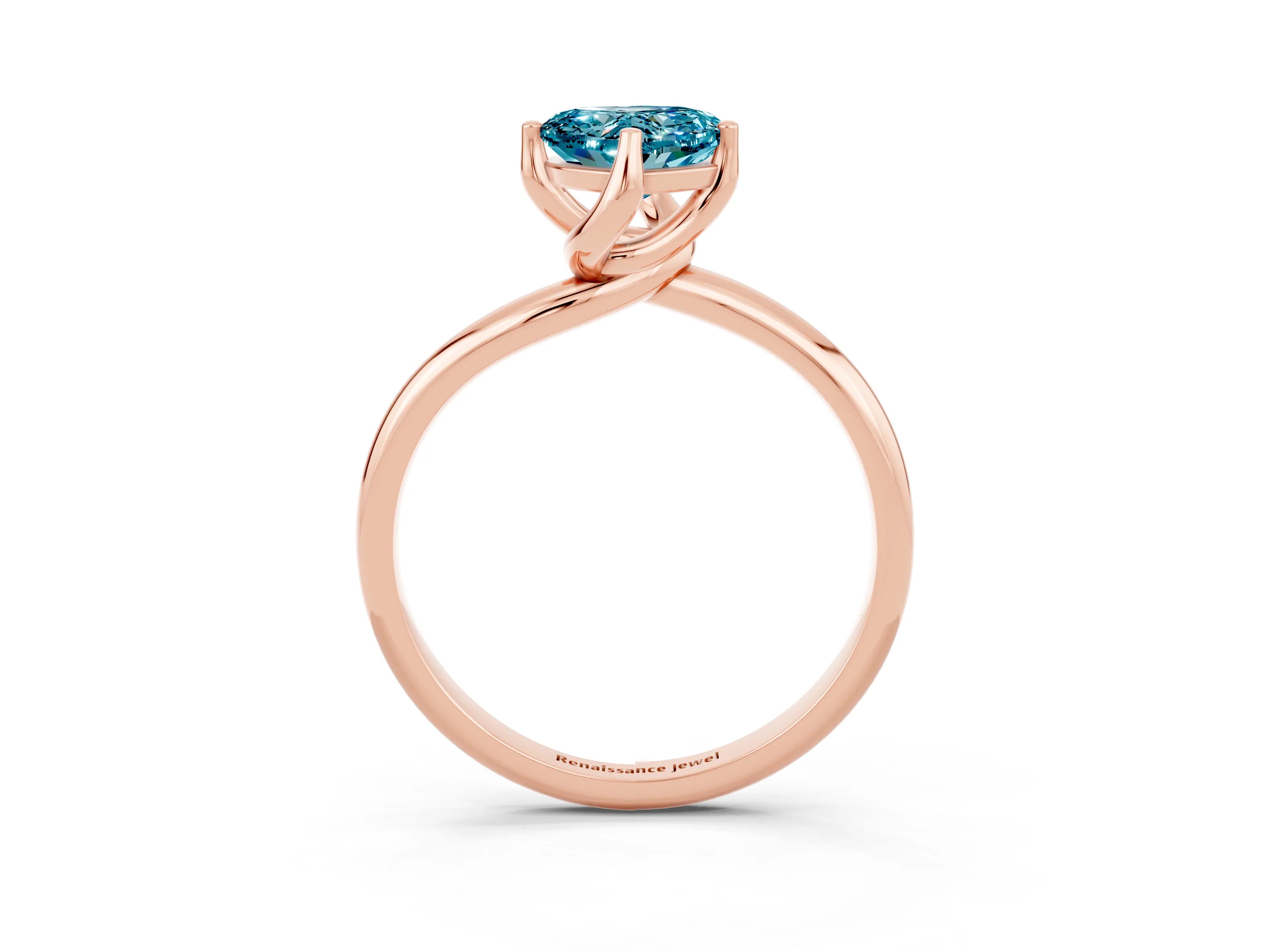 Rose gold Heart Cut Blue Topaz Solitaire Engagement Ring with Four-Prong Setting and Classic Band_15