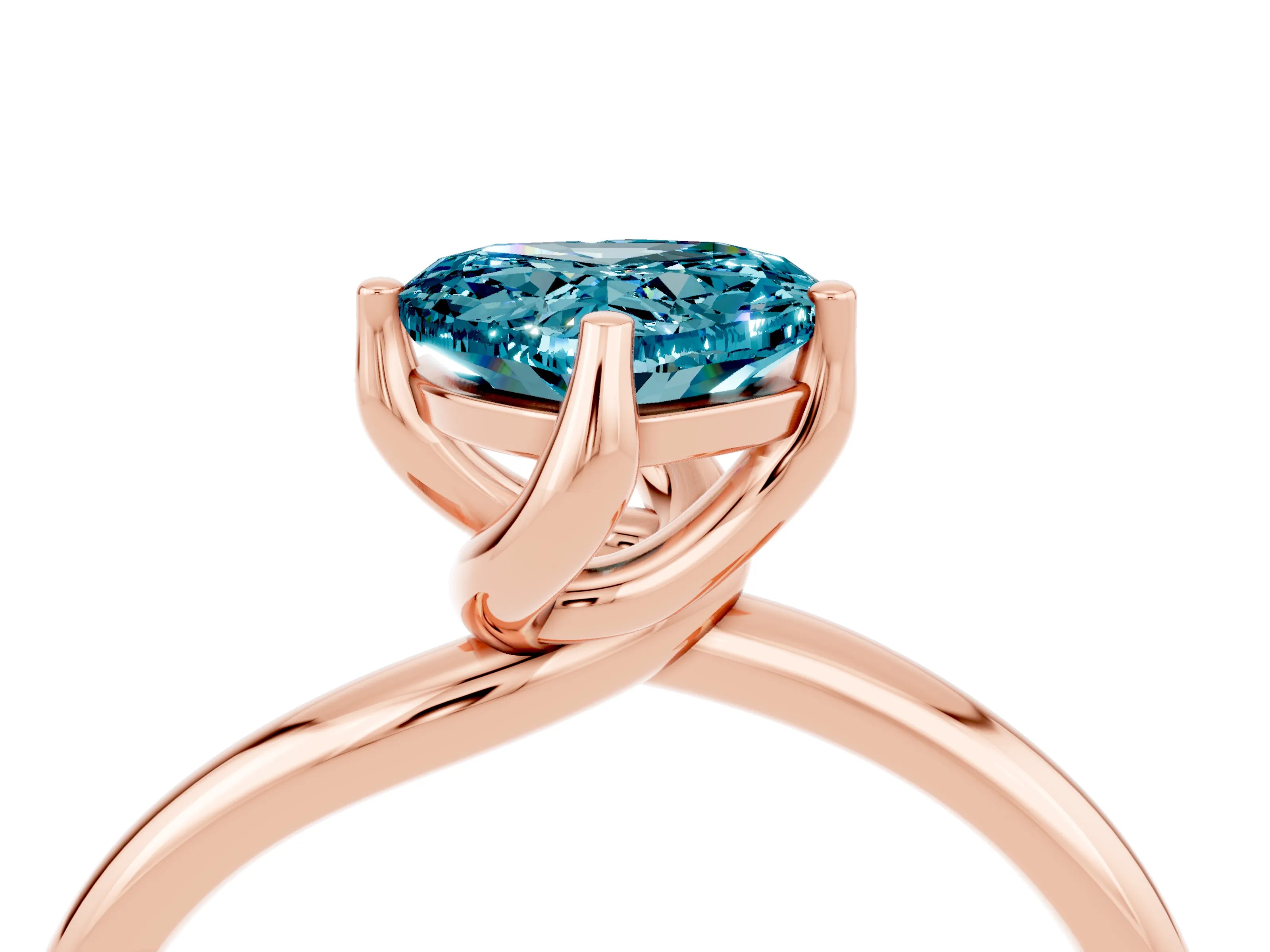 Rose gold Heart Cut Blue Topaz Solitaire Engagement Ring with Four-Prong Setting and Classic Band_16