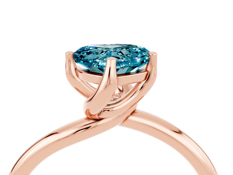 Rose gold Heart Cut Blue Topaz Solitaire Engagement Ring with Four-Prong Setting and Classic Band_16