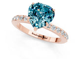 Rose gold Heart Cut Blue Topaz Solitaire Engagement Ring with Pavé Band and Four-Prong Setting_1