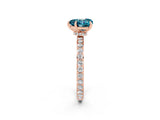 Rose gold Heart Cut Blue Topaz Solitaire Engagement Ring with Pavé Band and Four-Prong Setting_2