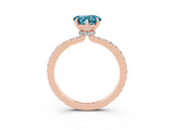 Rose gold Heart Cut Blue Topaz Solitaire Engagement Ring with Pavé Band and Four-Prong Setting_3