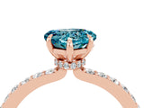 Rose gold Heart Cut Blue Topaz Solitaire Engagement Ring with Pavé Band and Four-Prong Setting_4