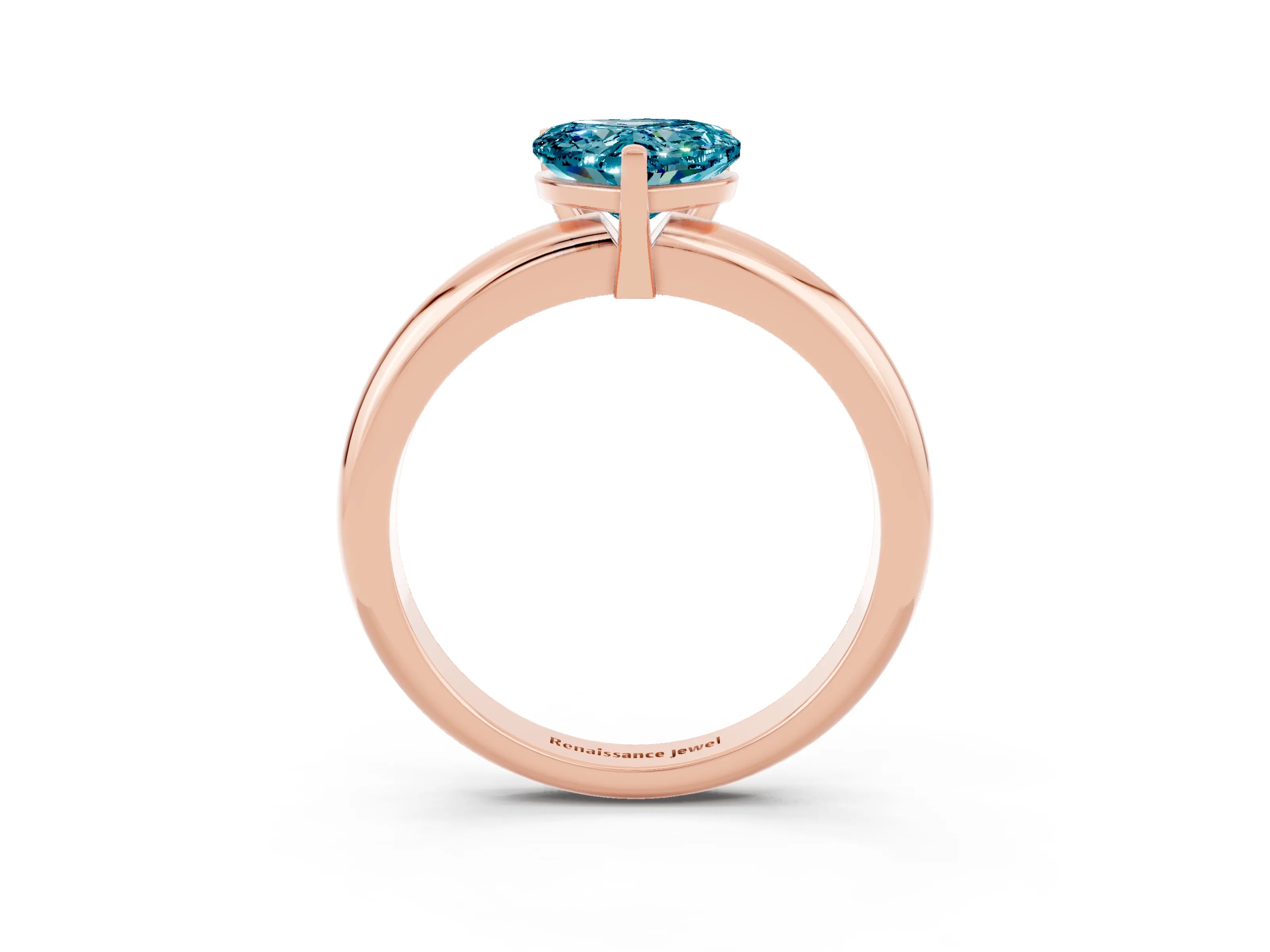 Rose gold Heart Cut Blue Topaz Solitaire Engagement Ring with Round Band and Four-Prong Setting_3